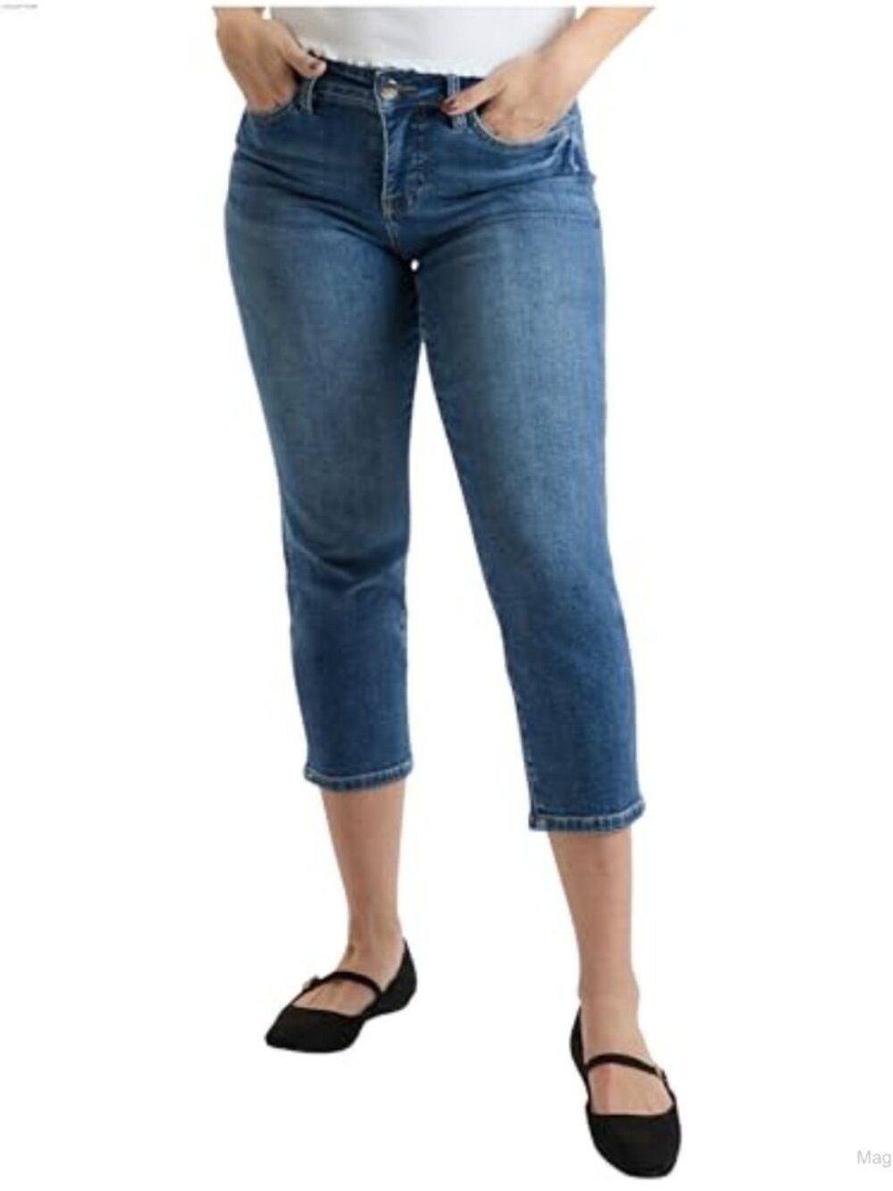 High Rise Premium Stretch Crop Slim Straight Leg Jeans